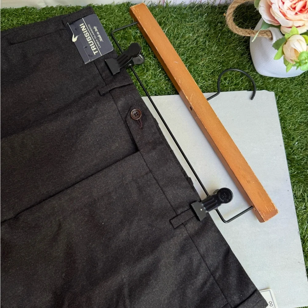 Trussini Mens Dress Pants Brown 100% Lana Wool 36 Men's Brown Dress Pants Sz 37